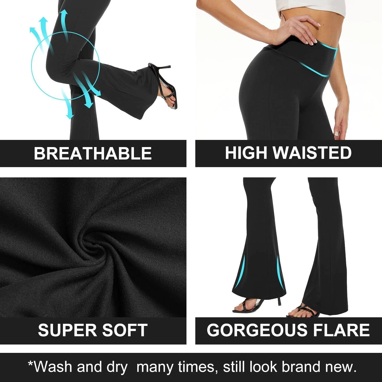 Palazzo Print Pants For Women Flare Leggings - Casual Boho Wide Leg Yoga Pants by GJG Denim
