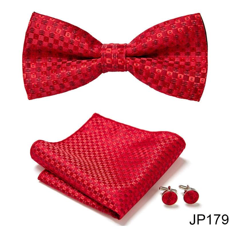 Men's Formal Bow Tie Handkerchief and Cuff links Set by GJG Denim