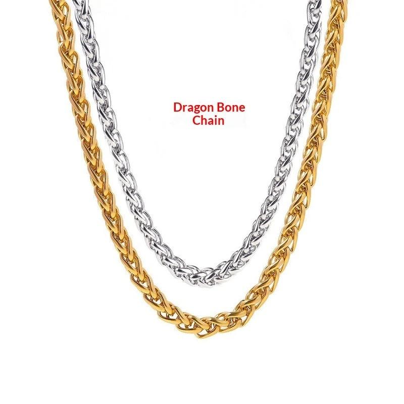 Titanium Steel Dragonbone Chain For Men by GJG Denim