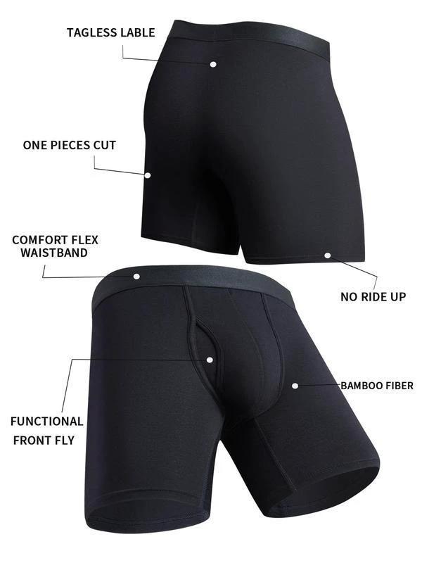 Men's Pure Color Bamboo Fiber Boxing Underwear Breathable by GJG Denim