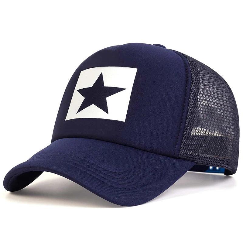 Five-pointed Star Letter Printed Sponge Baseball Hat by GJG Denim