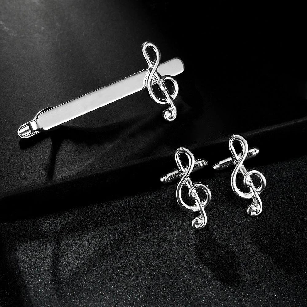 Men's Music Note Tie Clip And Cufflinks by GJG Denim