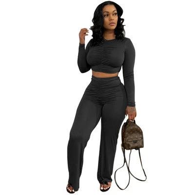 Long Sleeve Top Straight Leg Set by GJG Denim