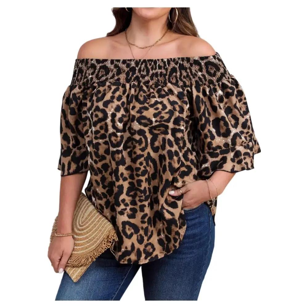 Womens Loose-fit Leopard-print Shirt by GJG Denim