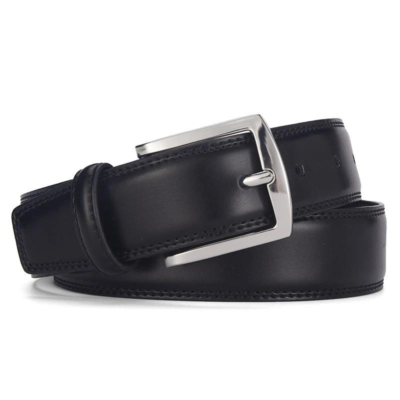 Men's Leather Pin Buckle Casual Belt by GJG Denim