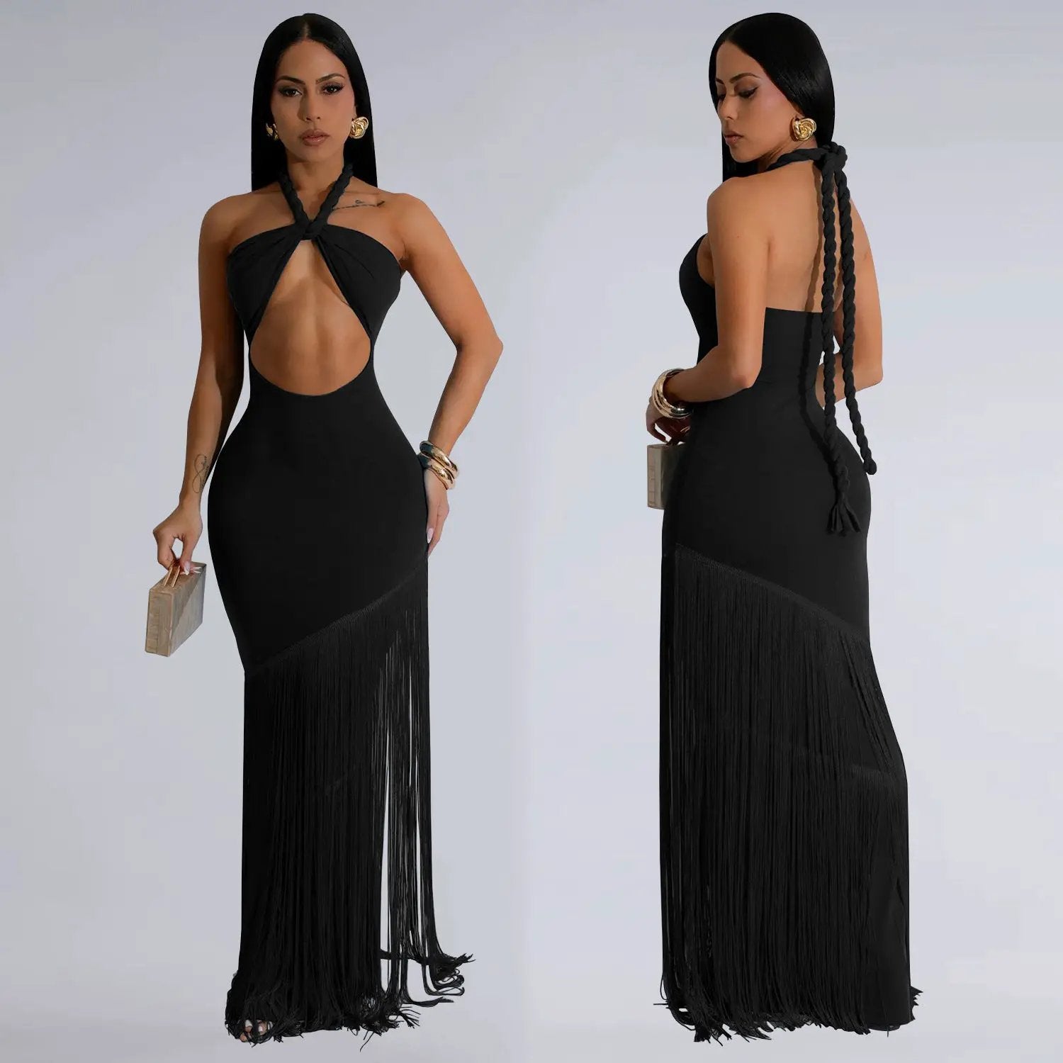 Summer Tassel Stitching Tube Top Dress by GJG Denim