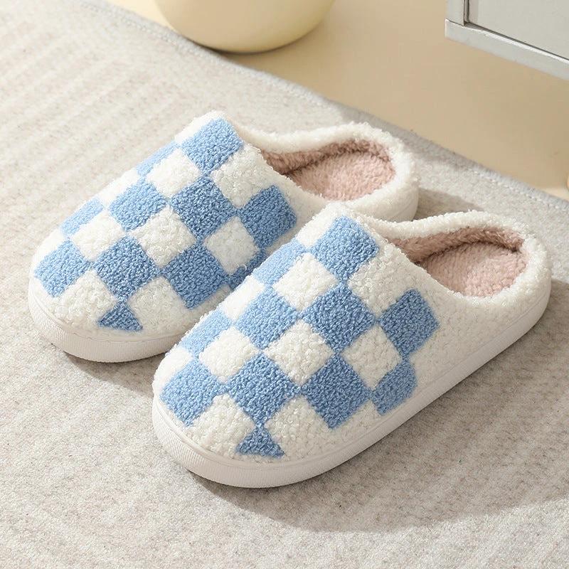 Men's Checkerboard Print Slippers by GJG Denim