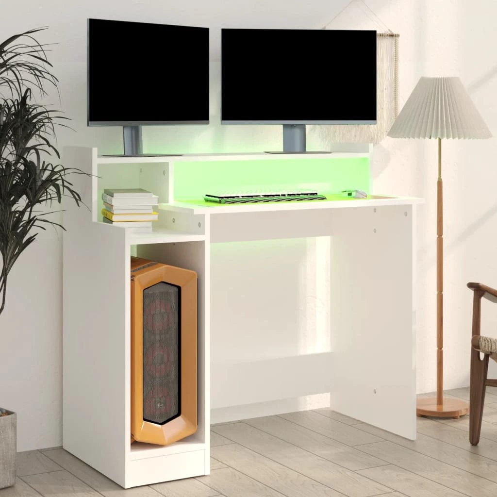 Desk w/LED, Wood Composite Desk by GJG Denim