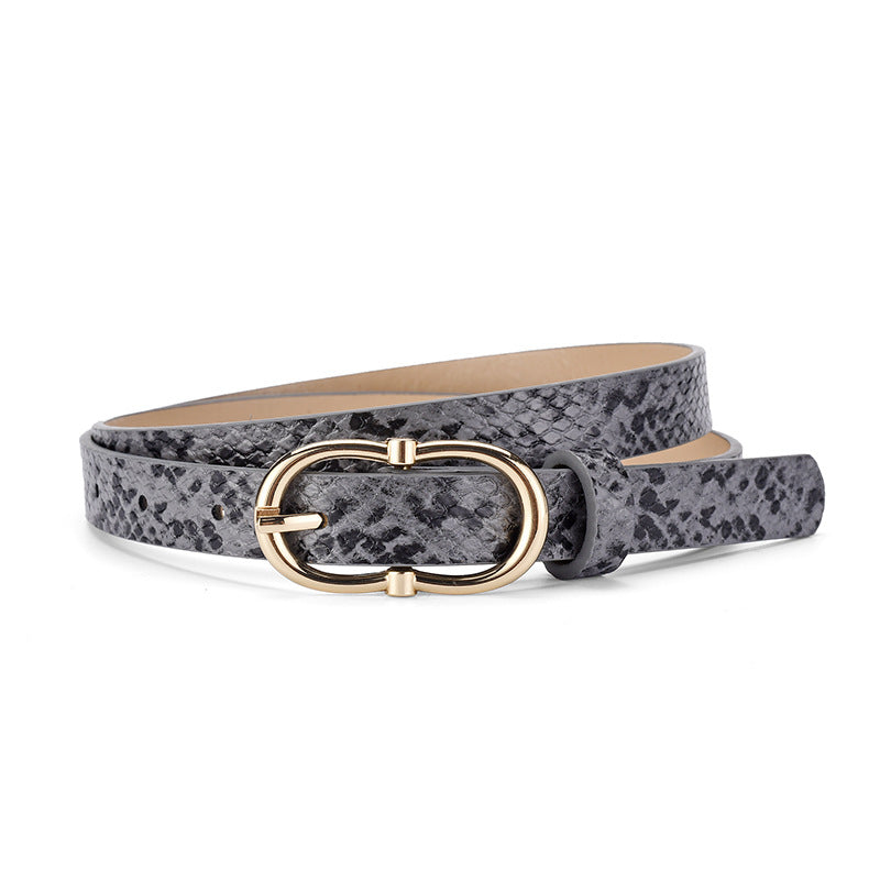 Simple And Versatile Snake Print Leather Belt For Women