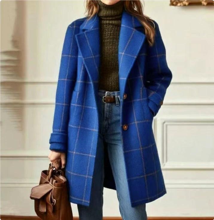 Plaid Mid-length Lapel Large Size Jacket by GJG Denim