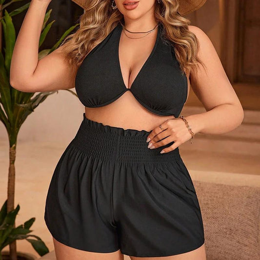Plus Size Swimsuit Women's Mesh Four Corners by GJG Denim