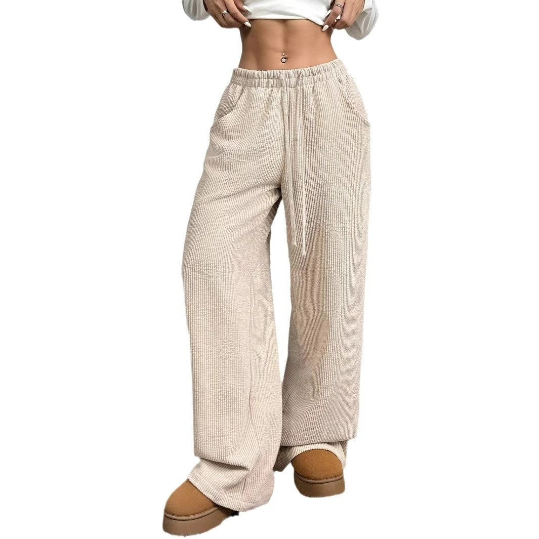Women's Straight-Leg Lace-Up Casual Pants by GJG Denim