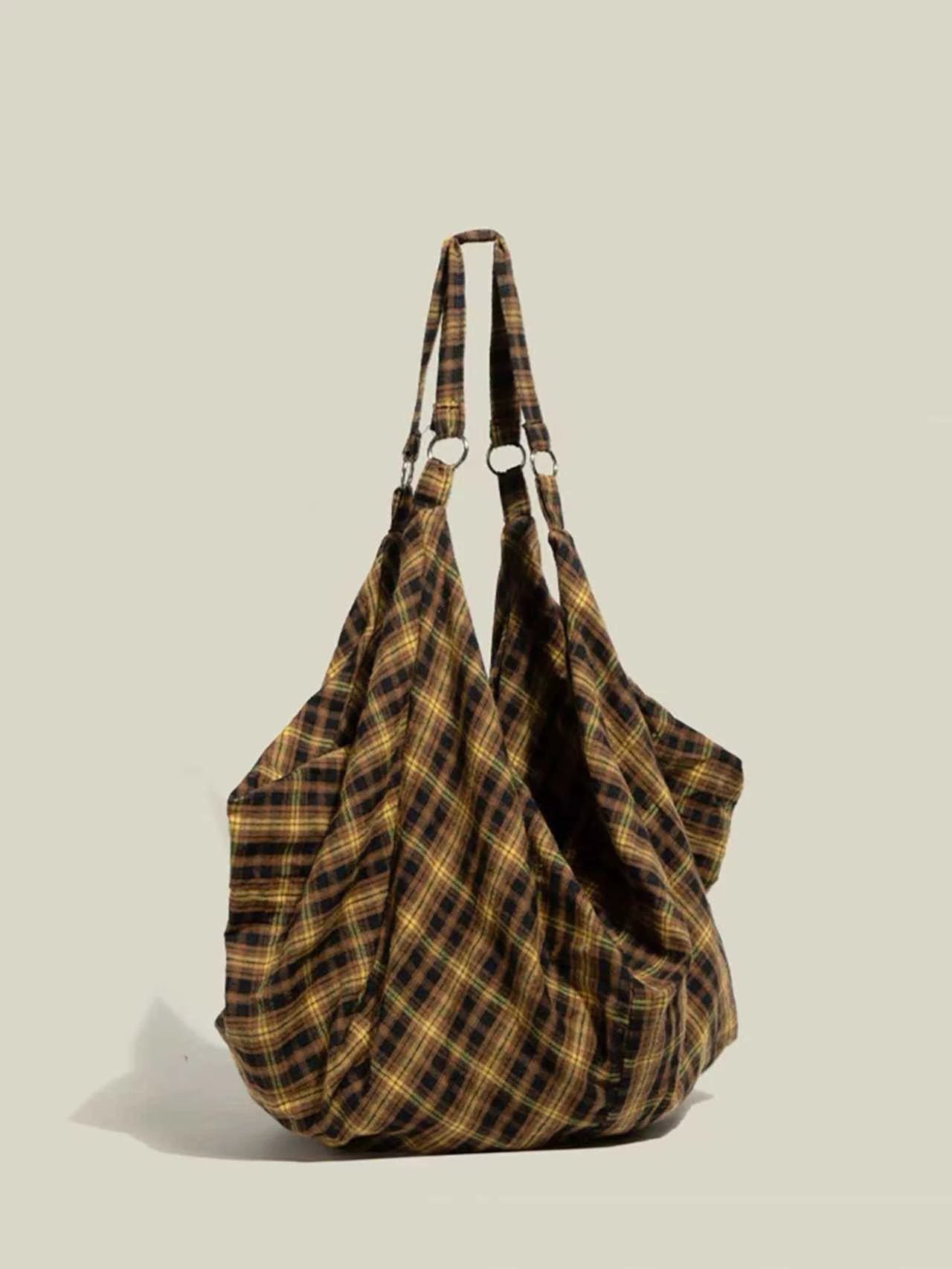 Womens Plaid Multi-Wear Large-Capacity ShoulderCrossbody Bag by GJG Denim