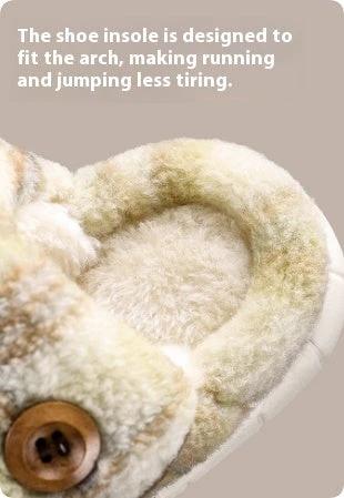 Indoor Home Silent Thick Warm Fur Shoes For Children by GJG Denim