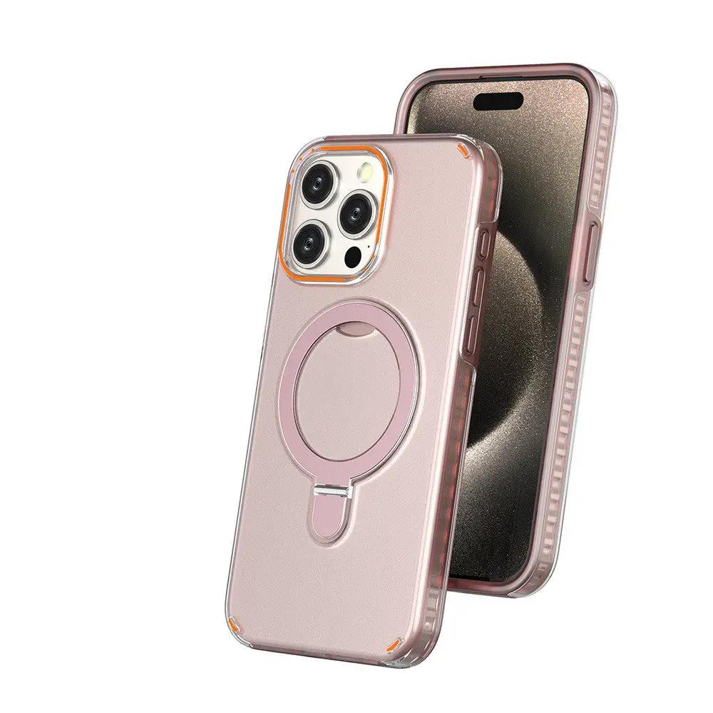 New Colorful Magnetic Bracket Phone Case With Holder Stand Cover For Magesafe Magnetic Transparent Wireless Charge Case For Phone by GJG Denim