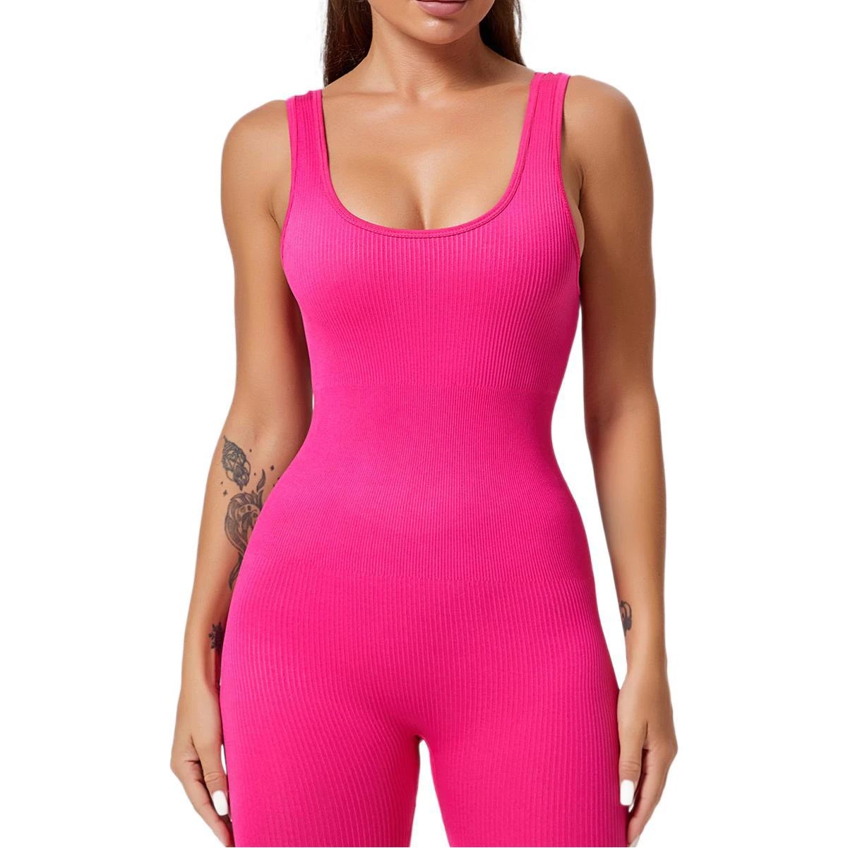 Threaded-knit Tummy-control Butt-lifting Form-fitting Breathable U-neck Bodysuit by GJG Denim