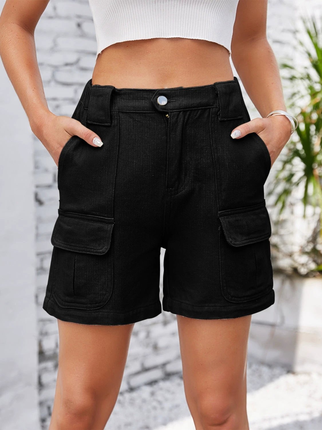 High Waist Washed Denim Shorts by Lady Ros
