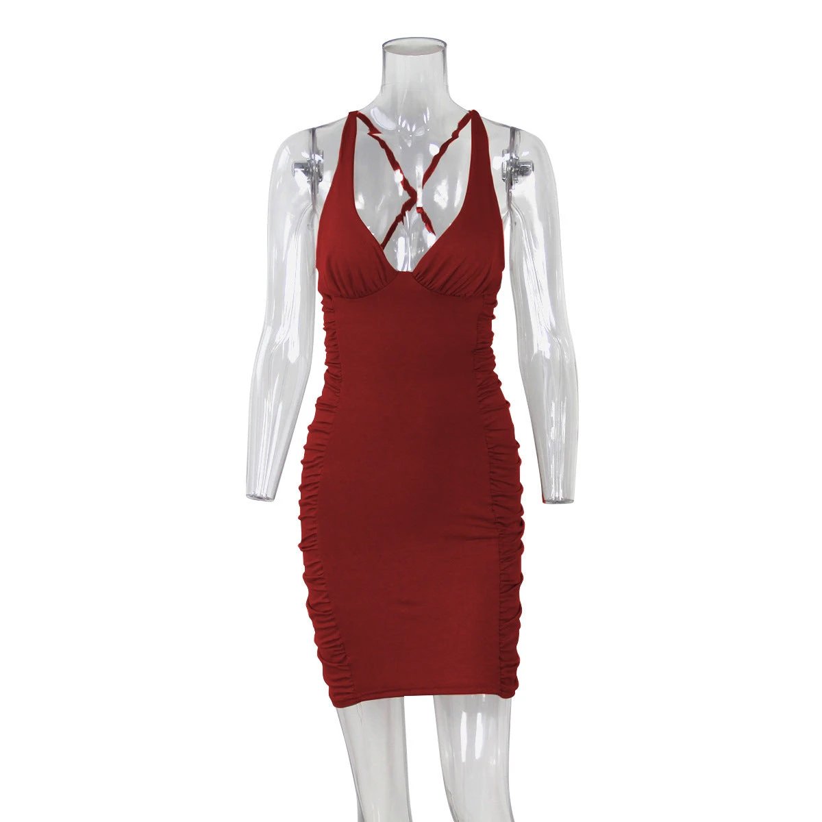 Sexy Deep V-neck Backless Suspender Dress INS Fashion Slim Hip Backless Short Dresses Summer Women's Clothing by GJG Denim