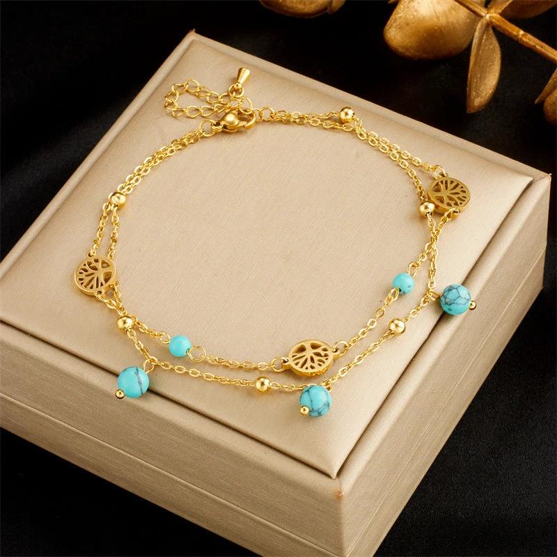 Fashionable Heart-Shaped White Shell Life Tree Butterfly Womens Anklet by GJG Denim
