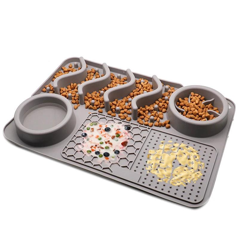 Dog Silicone Licking Pad Pet Licking Mat Silicone Smelling Mat Multifunctional Food Bowl Pets Supplies by GJG Denim