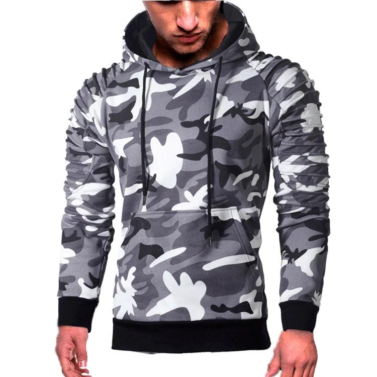 Men's Striped Pleated Raglan Sleeve Hoodies by GJG Denim
