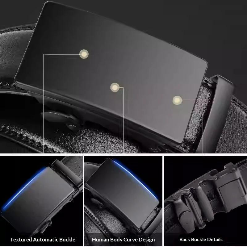 Men's High-end Genuine Leather Automatic Buckle Belt by GJG Denim