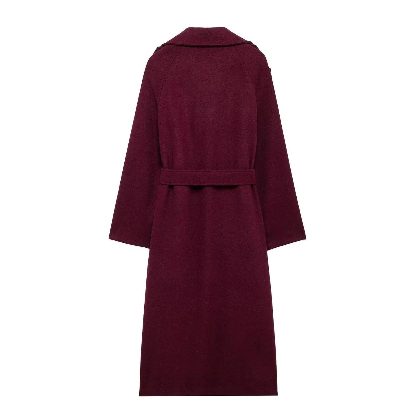 Fashion Lapel Woolen Coat With Belt Winter Double-breasted Trench Long Jacket For Women Clothing by GJG Denim