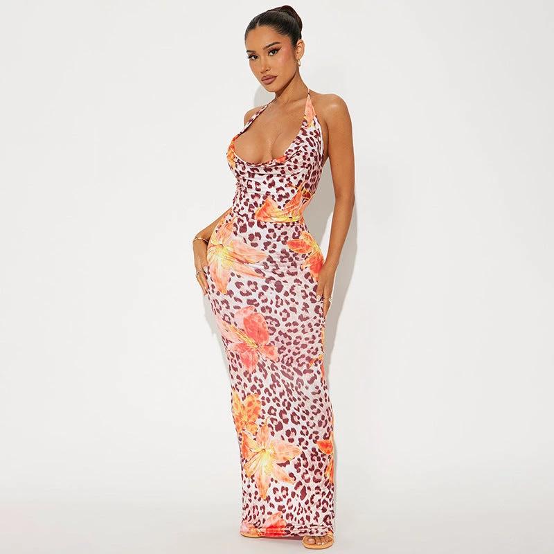 Women's Dignified Flowers Leopard Print Dress by GJG Denim