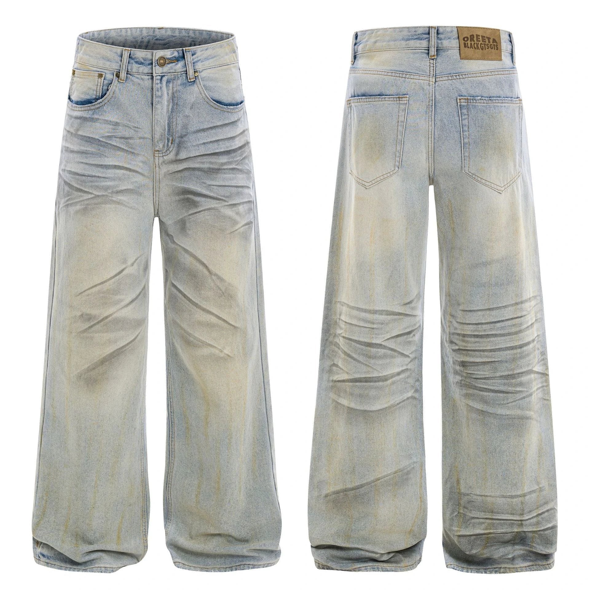 American High Street Waste Soil Wind Splash Ink Worn Jeans by GJG Denim