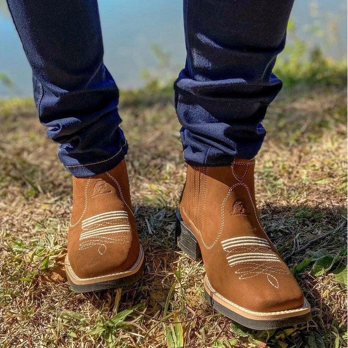 Men's Vintage Suede Flat Heel Round Toe Martin Boots by GJG Denim
