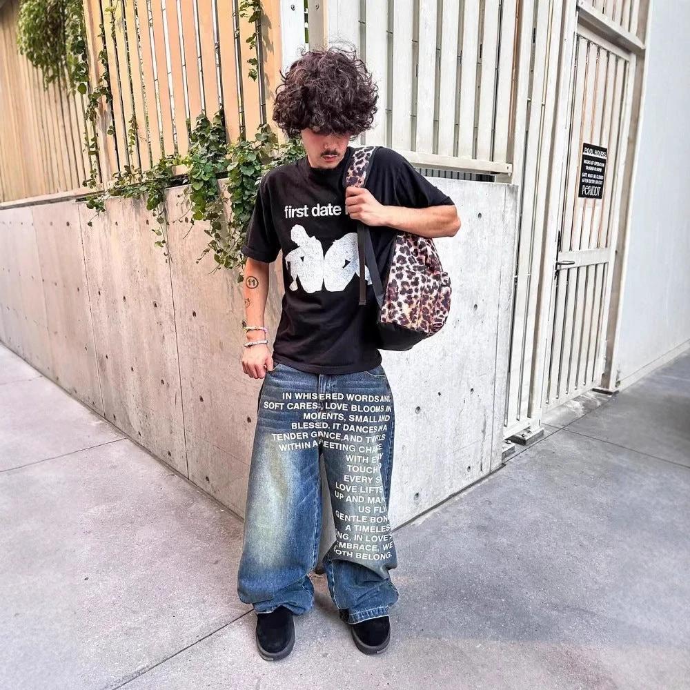 Men's Casual Loose Wide-leg Straight Pants by GJG Denim