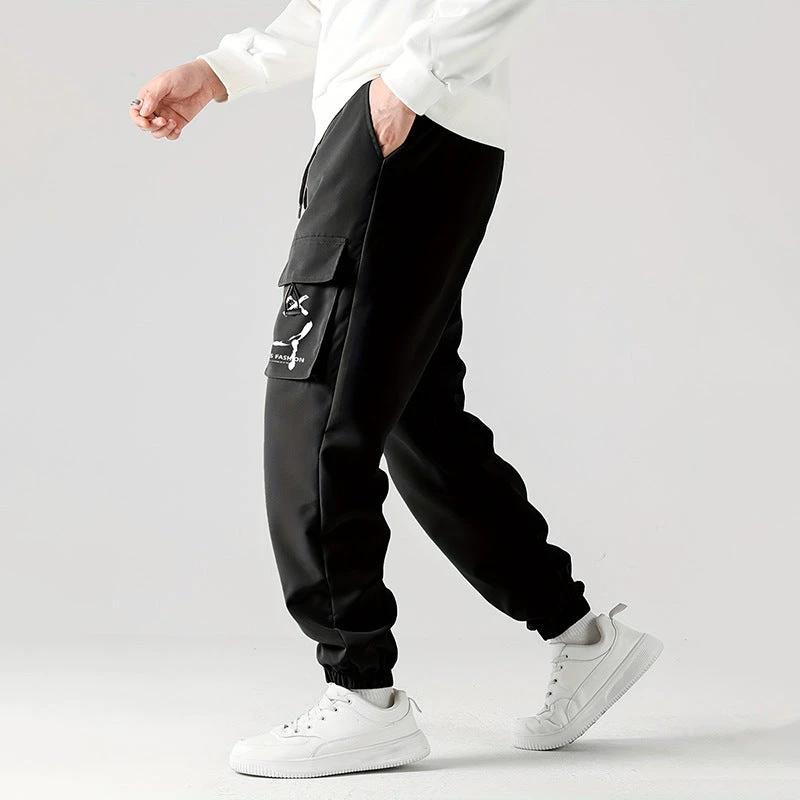 Straight Ankle Tied Wear-resistant Overalls Casual Pants by GJG Denim