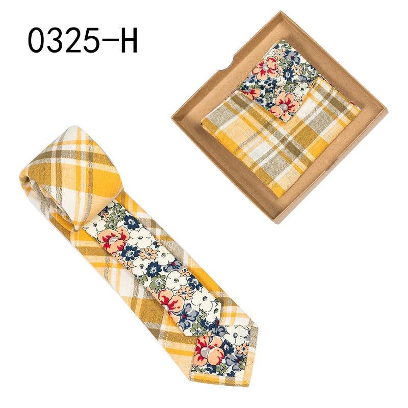 Men's Floral Print Tie and Pocket Square by GJG Denim