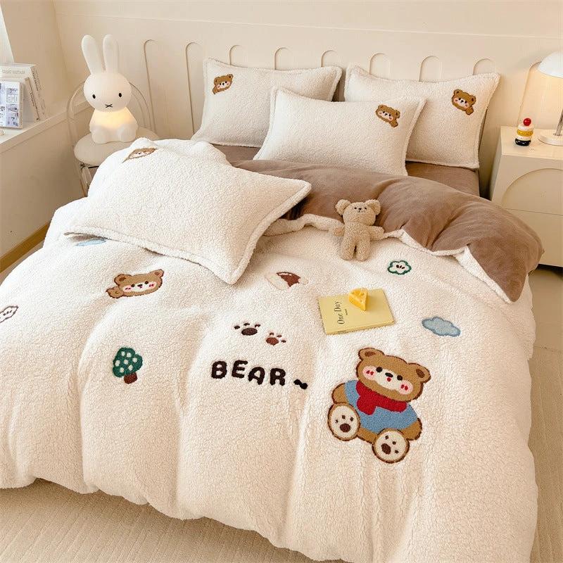 Plush Towel Embroidery Duvet Cover Four-piece Set by GJG Denim