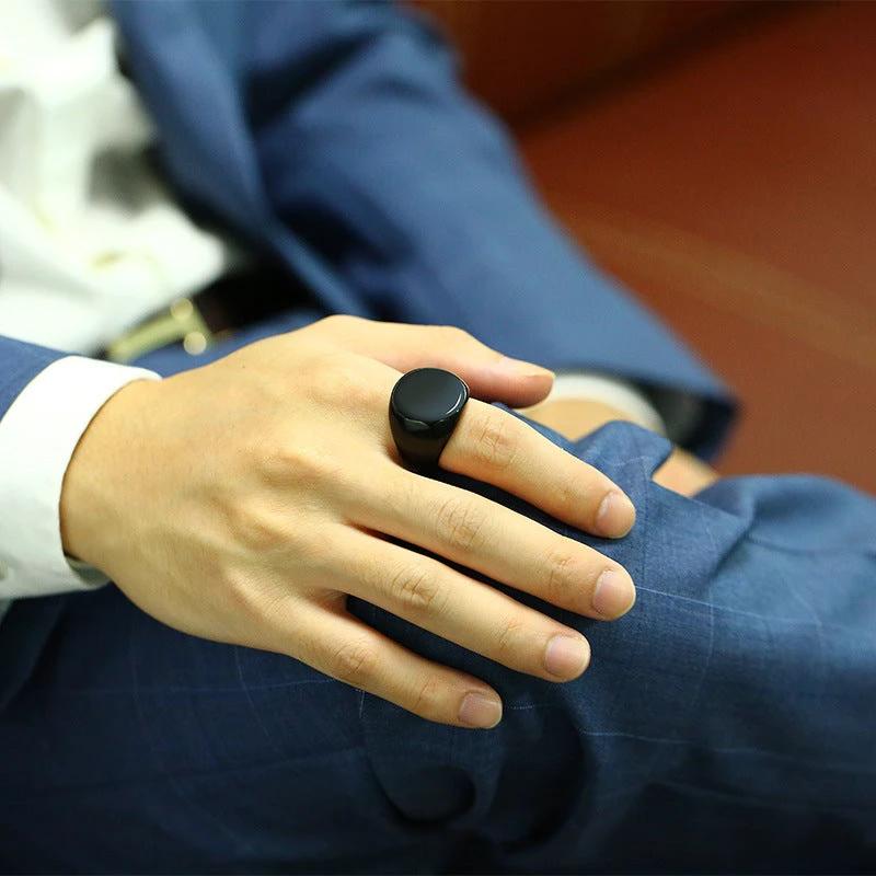 Stainless Steel Round Ring For Men by GJG Denim
