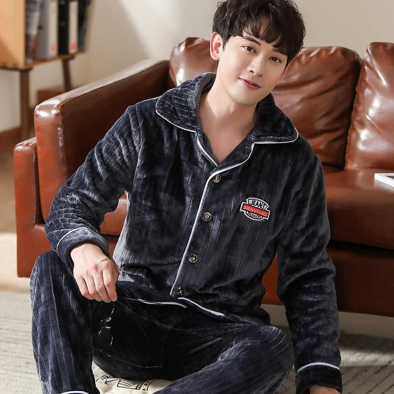Men's Long Sleeve Cardigan Pajamas by GJG Denim