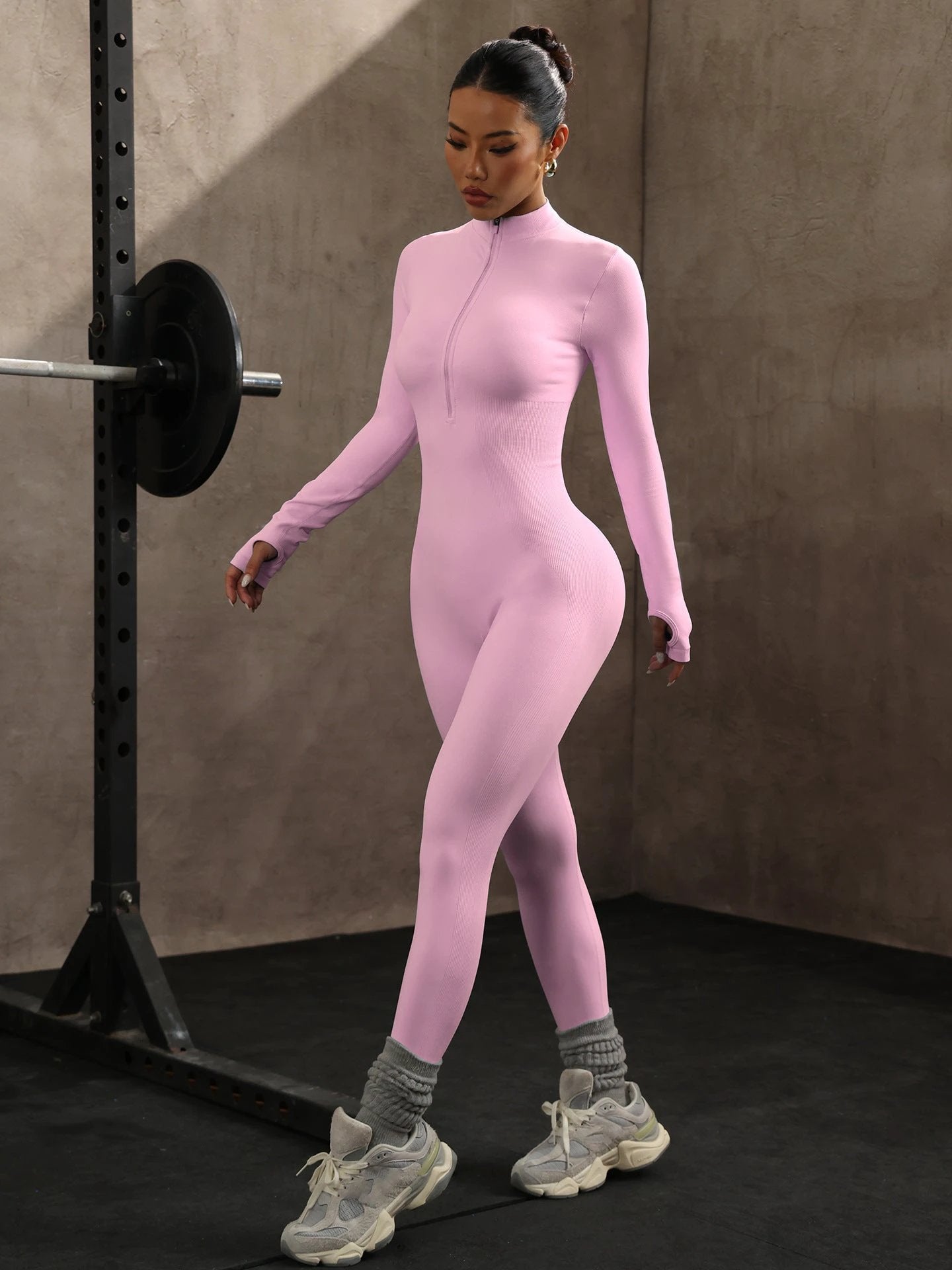 Yoga Bodysuit Long Sleeve Seamless Tight One-piece Yoga Suit by GJG Denim