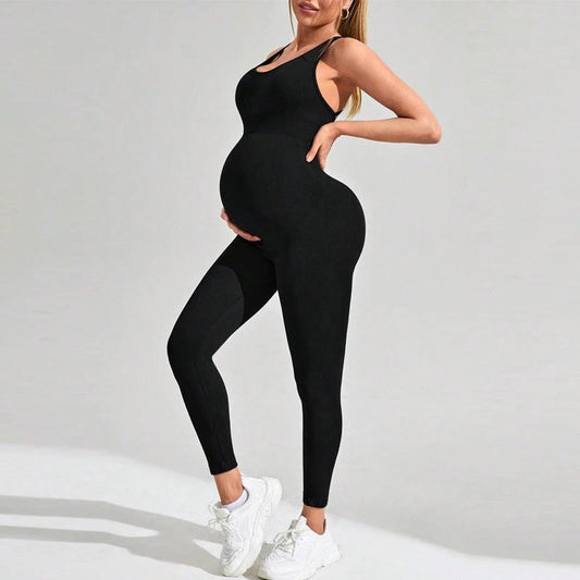 Jumpsuit Maternity Tight Fitness Yoga Clothes High Waist Hip Lift Trousers by GJG Denim