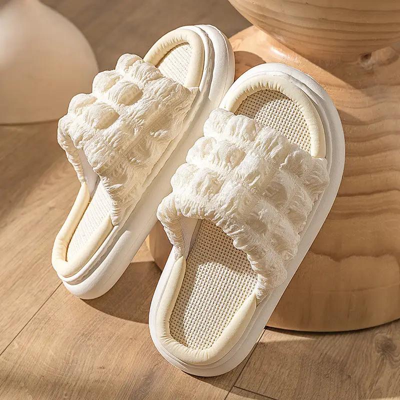 EVA Thick-soled Linen Slippers Women's Mute Soft-soled Slippers by GJG Denim