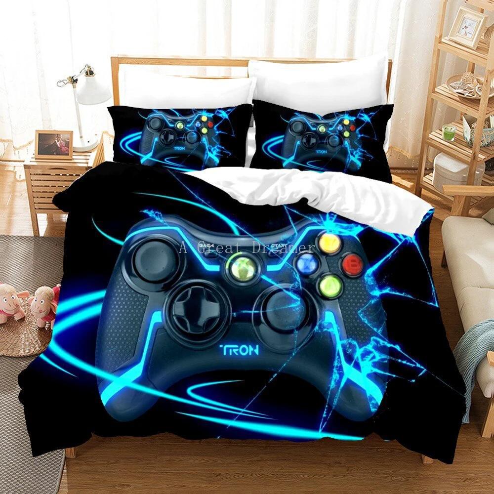 Game Controller Pattern Printed Bedding Duvet Cover Three-Piece Set by GJG Denim