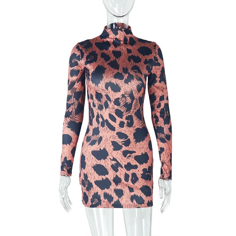 Fashionable Elegant Women's Printed Leopard Print Sexy Tight Hip dress by GJG Denim