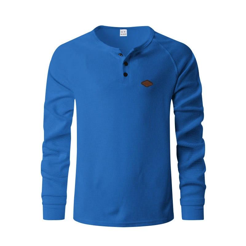 Waffle Buckle Quick-drying Raglan Henry Long Sleeve by GJG Denim