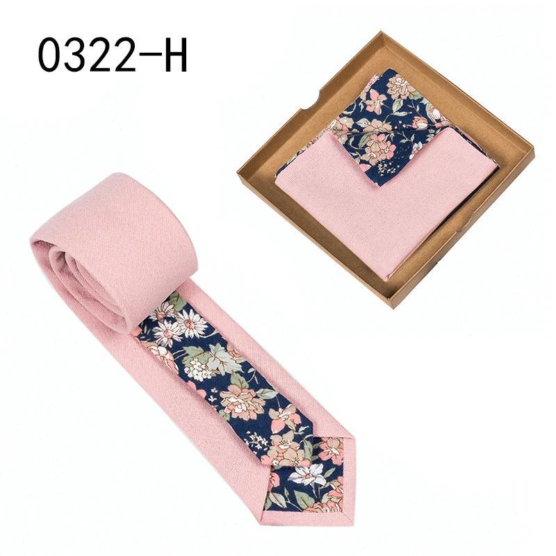 Men's Floral Print Tie and Pocket Square by GJG Denim