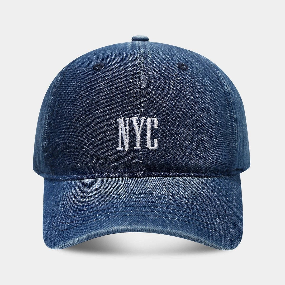 Men's Retro Denim "NYC" Peaked Cap by GJG Denim