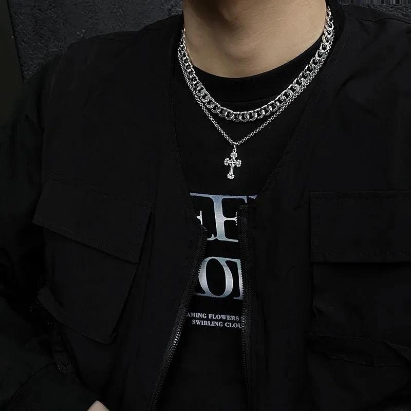 Retro Cross Titanium Steel Necklaces For Men by GJG Denim
