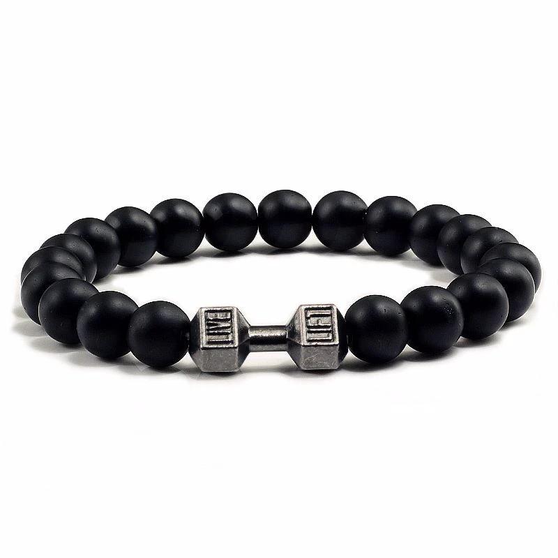 Natural Volcanic Stone Beads Bracelets Black Lava For Men by GJG Denim