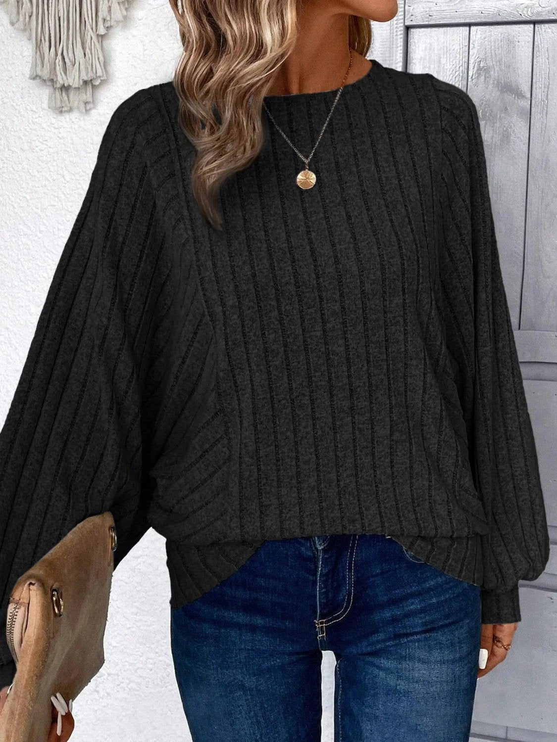 Plus Size Round Neck Batwing Sleeve T-Shirt by Lady Ros