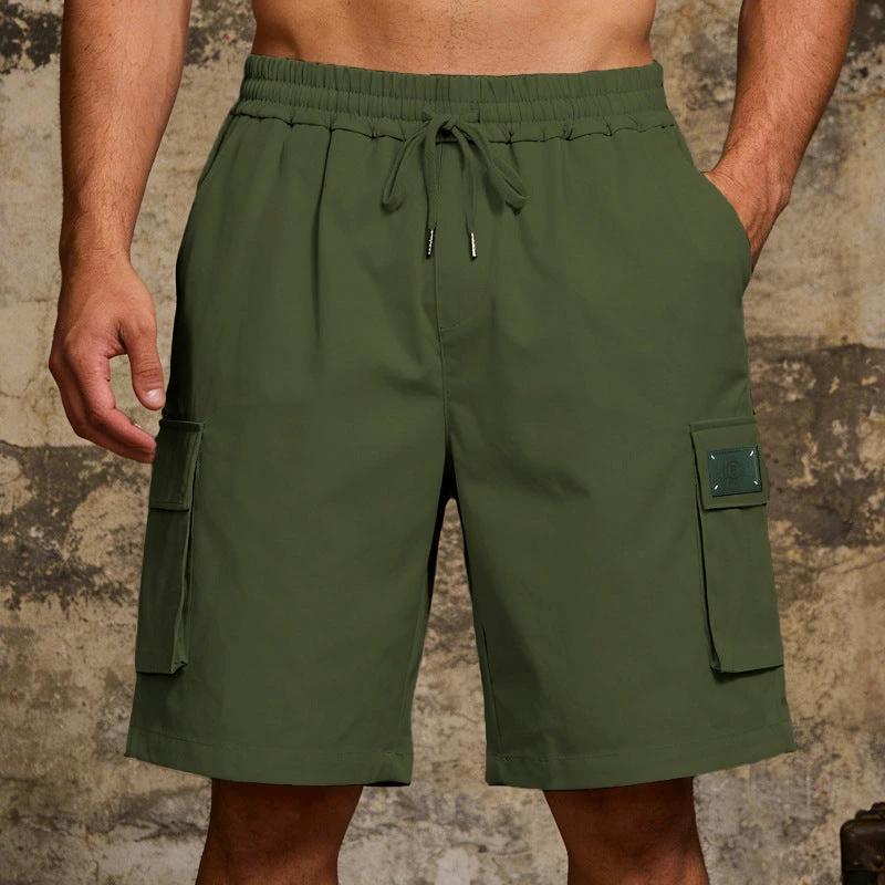 Men's Loose Elastic Casual Multi Pocket Shorts by GJG Denim