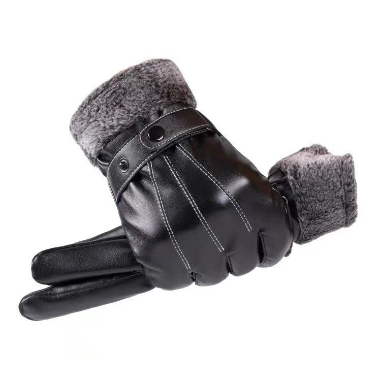 Men's Fleece-lined Thick Windproof Gloves by GJG Denim