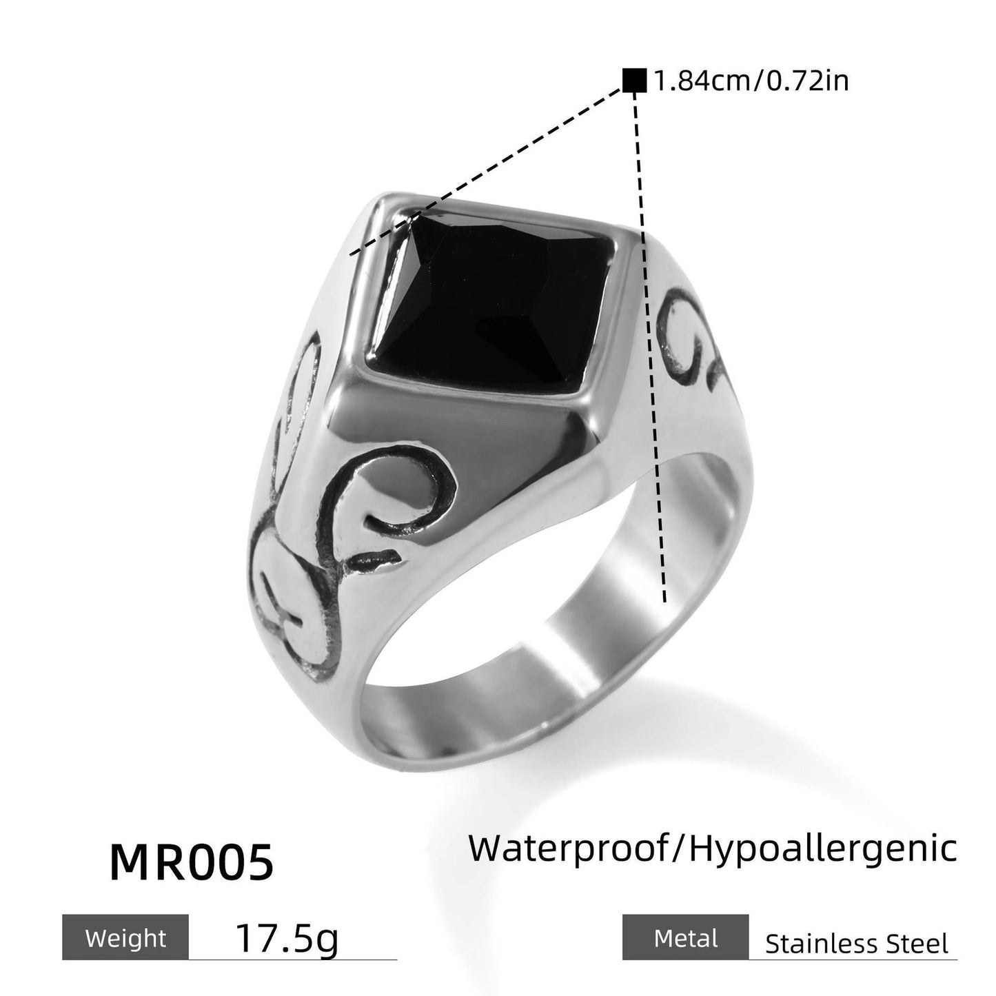 Square Twisted Ring Titanium Steel Ring For Men by GJG Denim